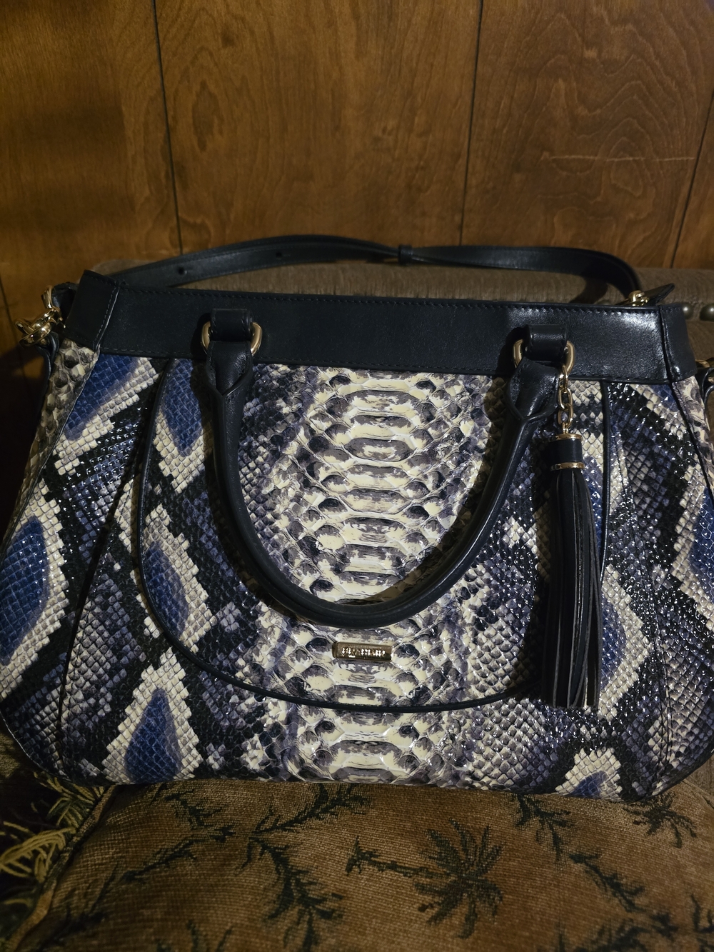 Brahmin Raelynn Ballington Satchel in Cobalt blue snakeskin W/ Matching Wallet - Picture 6 of 16